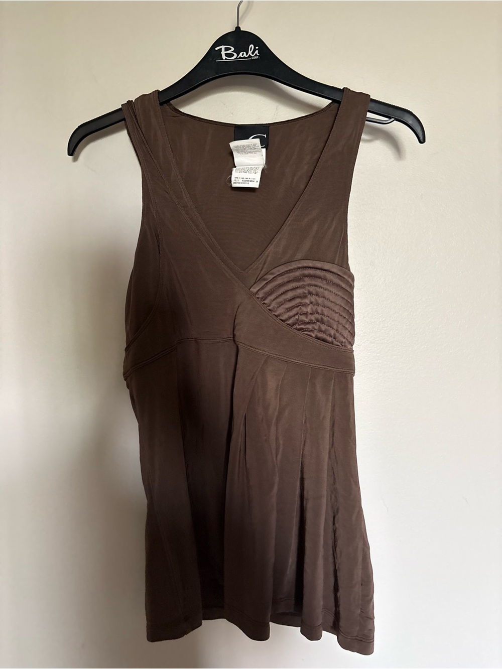 Just Cavalli Sleeveless Brown V-Neck Textured Bust Dress